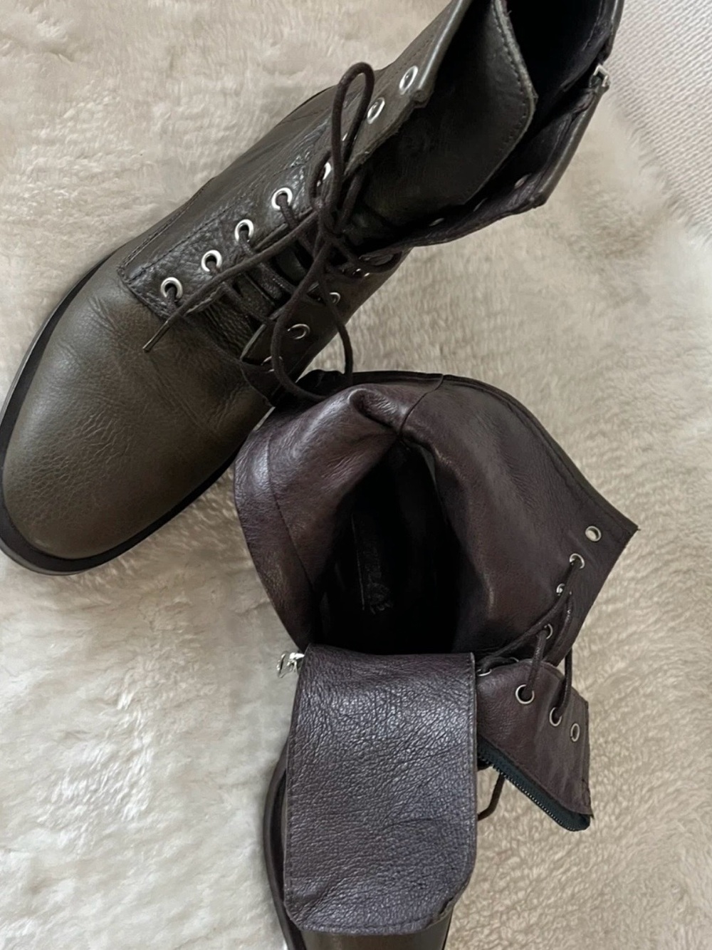 L'INTERVALLE Olive Lace-Up Leather Ankle Boots - Picture 8 of 9